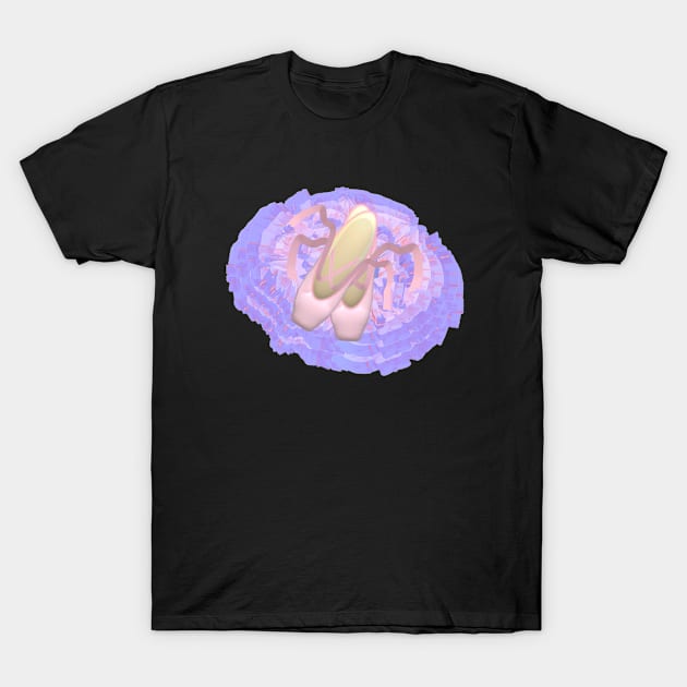 Ballet Toe Shoes and Tutu (Black Background) T-Shirt by Art By LM Designs 